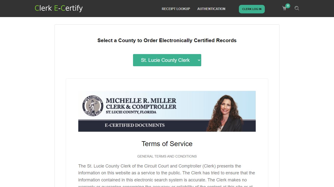Clerk E-Certify: Order Official Records